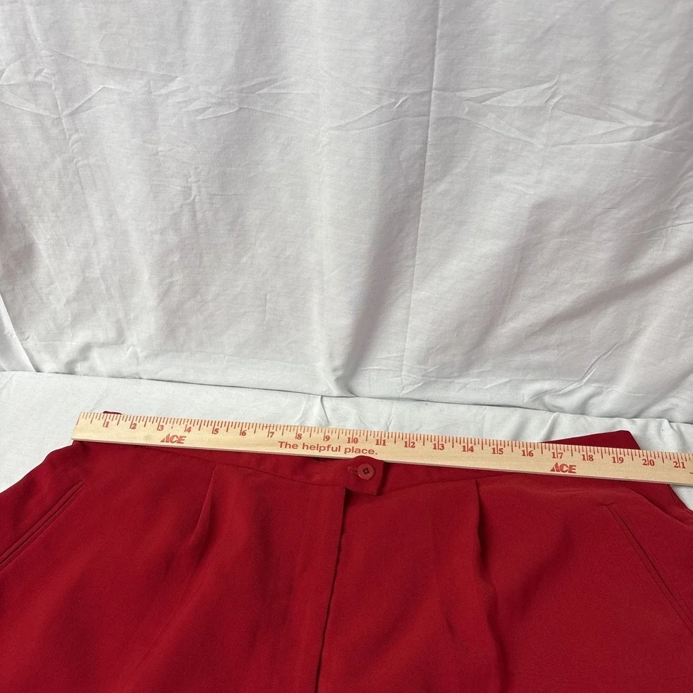 Lined Dress Pants Women Sz 20 Solid Red Pleated Front Elastic Waistbnd 40x26